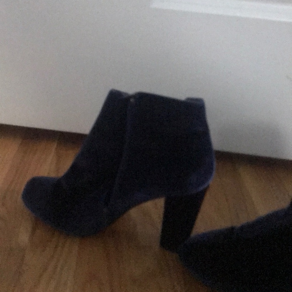 Blue velvet booties